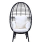 Penelope - Patio Lounge Chair - Light Gray Fabric & Black Finish