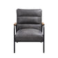 Nignu - Accent Chair - Gray Top Grain Leather & Matt Iron Finish