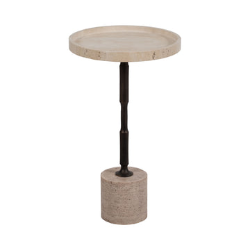 27" Comino Tall Travertine Table - Gold