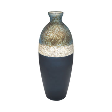 Glass 16" Tri-Colored Glittered Vase - Multi