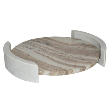 14" Harding Marble Tray - Tan