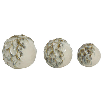 Decorah Ceramic Deco Balls 4/5/6" (Set of 3) - Beige