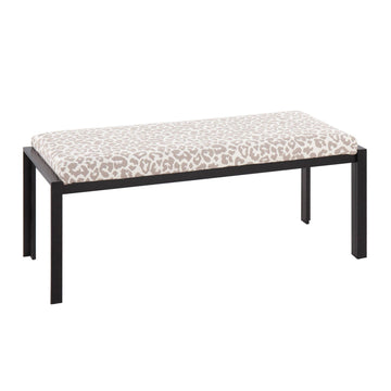 Fuji - Bench - Black Metal And Gray Leopard Fabric