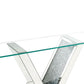 Noralie - Accent Table - Clear Glass, Mirrored & Faux Diamonds - 32"