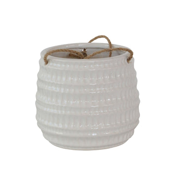 Dimpled Hanging Planter 6" - White