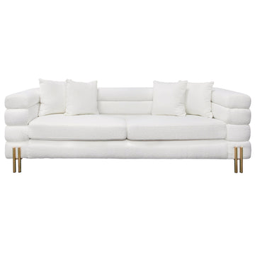 Stainless Steel Bolstered 3-Seater Sofa - White