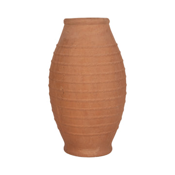 20" Rope Ribbed Terracotta Vase - Natural