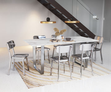 Atlas - Dining Table - White / Silver