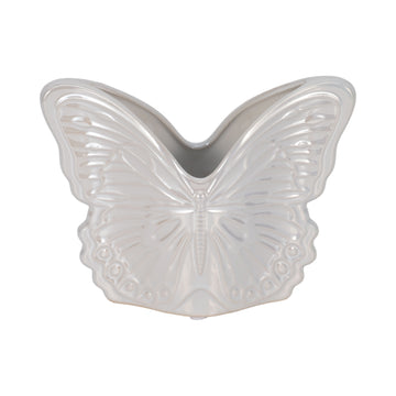 7" Iridescent Butterfly Planter - Ivory