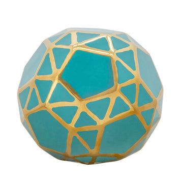 Ceramic Orb 6" - Turquoise / Gold