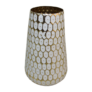 Metal 11" Tribal Vase - Gold