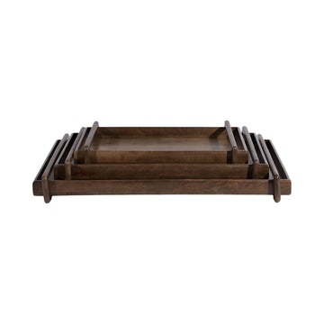 18/22/26" Kazu Wood Trays (Set of 3) - Brown