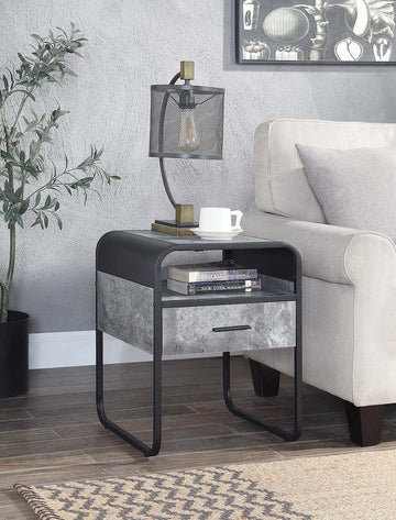 Raziela - End Table - Concrete Gray & Black Finish - 22"