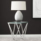 Brittania - Square Glass Top Geometric End Table - Nickel