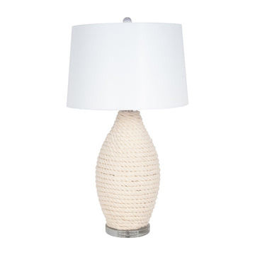 Rattan 28" Table Lamp - White