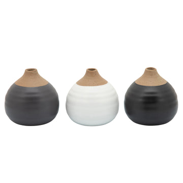 Matte Bud Vases (Set of 3) - Black / Gray / White