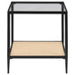 Amherst - Glass Top Metal with Cane Shelf Table