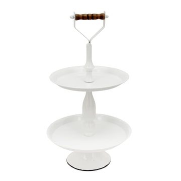 2 Tier Round Tray - White