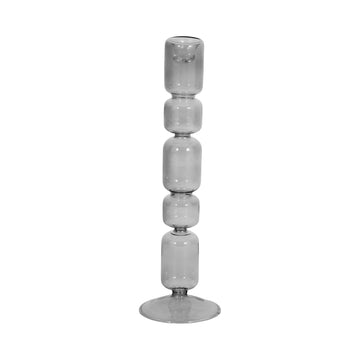 12" Mixed Bubble Taper Candleholder - Smoke