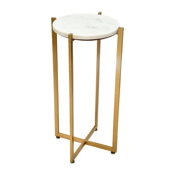 Round Marble Top Accent Table - Gold