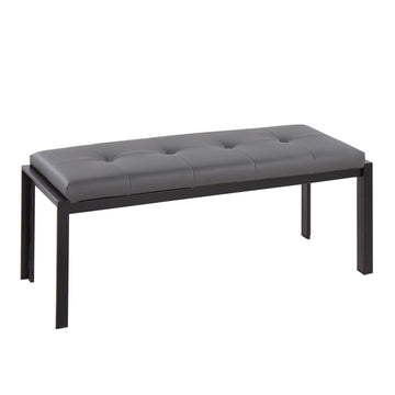 Fuji - Bench - Black Metal And Gray Faux Leather