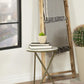 Malthe - Round Marble Top Accent Side - White And Antique Gold