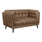 Thatcher - Upholstered Tuxedo Arm Tufted Loveseat - Brown