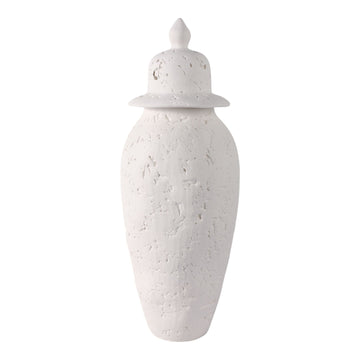 Cast Stone Finish Temple Jar - White