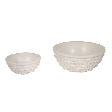 8" / 12" Textured Knobby Knot Bowls (Set of 2) - White