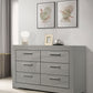 Ives - 6-Drawer Dresser Cabinet - Gray High Gloss