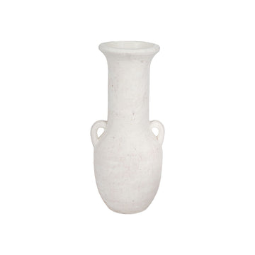 19" Terracotta Nomad Vase Rough Finish - White