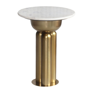 Metal 22" Marble Top Side Table - Gold / White