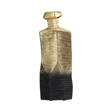 Metal Rigged Vase 16" - Gold / Black