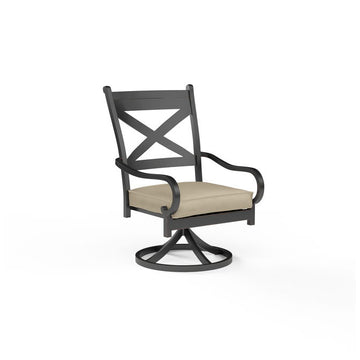 Monterey - Swivel Dining Chair, With Self Welt - Linen Stone / Black