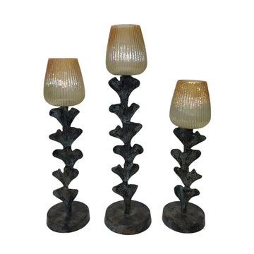 Yarrow Candleholders 17/20/23" (Set of 3) - Gray