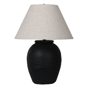 27" Artisan Jug Table Lamp Tapered Shade - Black / Beige