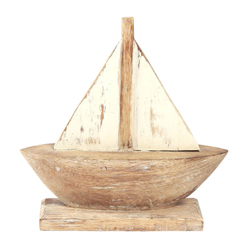 Wood 11" Sailboat - Natural / White