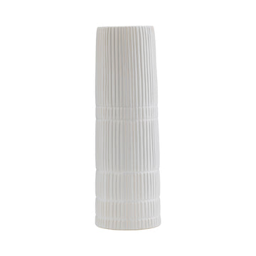 Ceramic Lined Cylinder Vase 15" - White