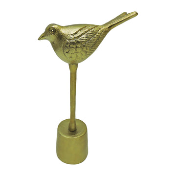 Metal Bird On Base 12" - Gold