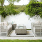 Gravelstone - Rectangular Fire Table With Glass Surround - Pearl Silver