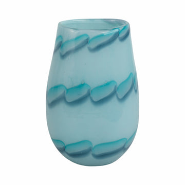 9X6" Bead Pattern Glass Vase - Blue