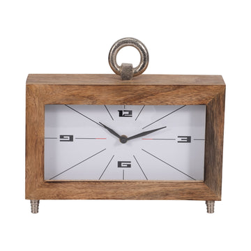 Wood Mod Rectangle Table Clock 10" - Brown