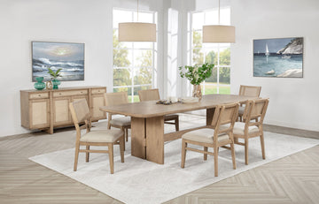 Kailani - 7 Piece Rectangular Wood Dining Table Set - Beige Oak