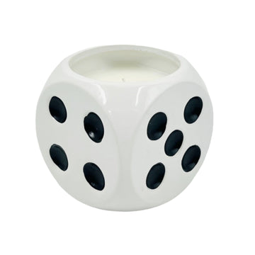 13 Oz Tobacco Dice Candle 5" - White / Black