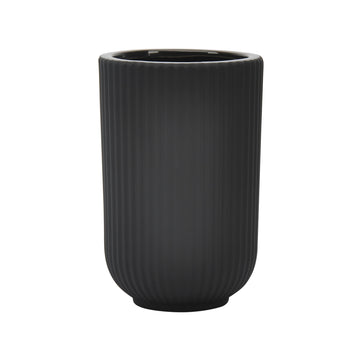 Ceramic 7" Ridged Vase - Black