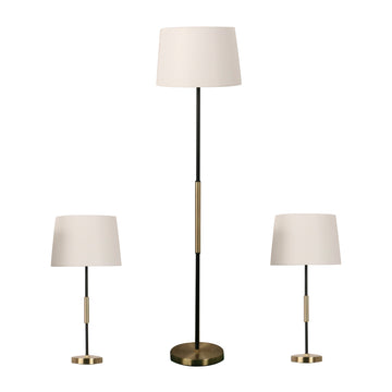 Metal Slim 2-Tone Lamps 26 / 60" (Set of 3) - Antique / Black