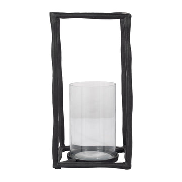 Metal 16" Open Square Hurricane Holder - Black