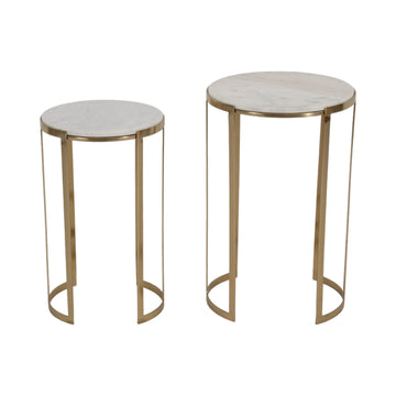 20" / 22" Morwar Marble Top Accent Tables (Set of 2) - White