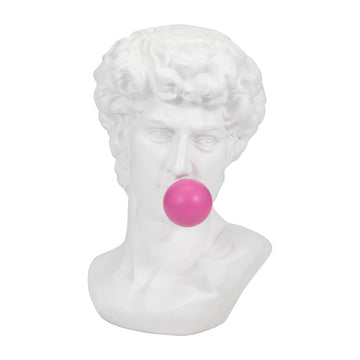 Resin 13" Greek God Head With Gum - White