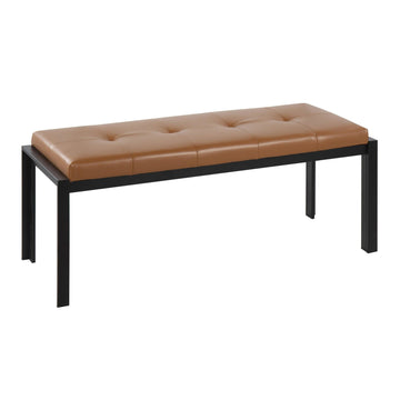 Fuji - Bench - Black Metal And Camel Faux Leather